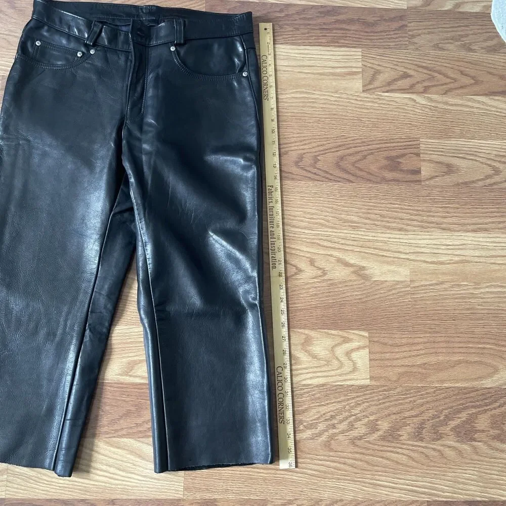 Schott NYC 600 Cowhide Men Leather Chopped  Black Motorcycle Pant Made In USA